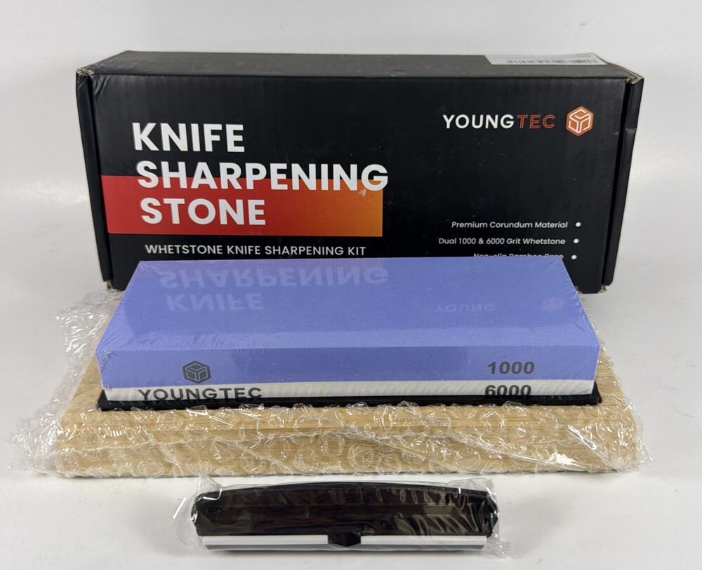 YoungTec Whetstone Knife Sharpening Kit - Dual Grit 1000 / 6000 - Open Box